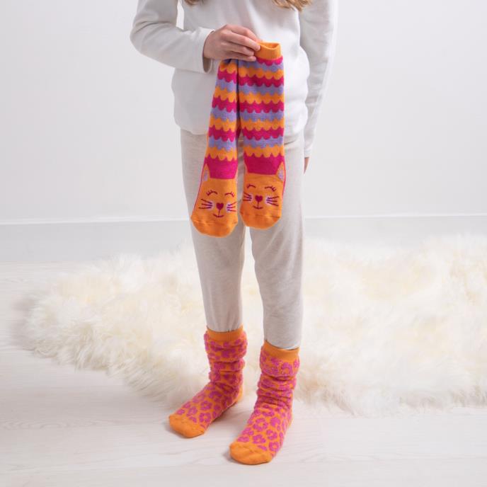 totes toasties® Kids Original Novelty Slipper Socks (Twin Pack) Cat